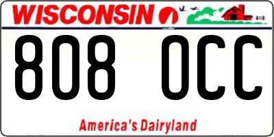 WI license plate 808OCC