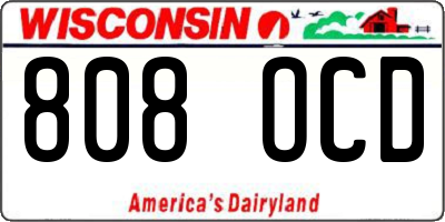 WI license plate 808OCD