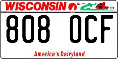 WI license plate 808OCF