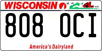 WI license plate 808OCI