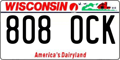 WI license plate 808OCK