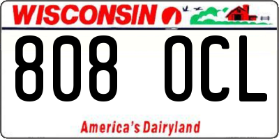 WI license plate 808OCL