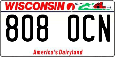 WI license plate 808OCN