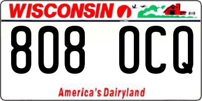 WI license plate 808OCQ