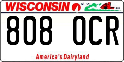 WI license plate 808OCR