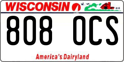 WI license plate 808OCS