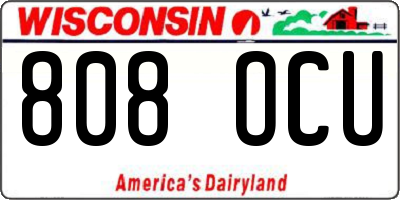 WI license plate 808OCU