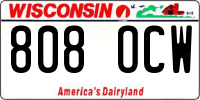 WI license plate 808OCW