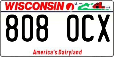 WI license plate 808OCX