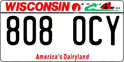 WI license plate 808OCY
