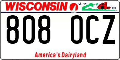 WI license plate 808OCZ