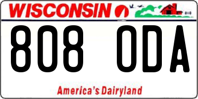 WI license plate 808ODA