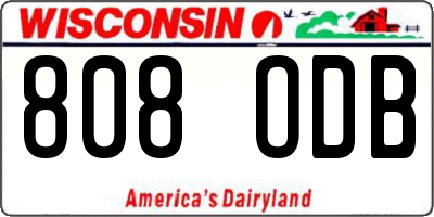 WI license plate 808ODB