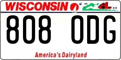 WI license plate 808ODG