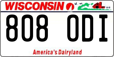 WI license plate 808ODI
