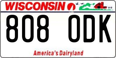 WI license plate 808ODK