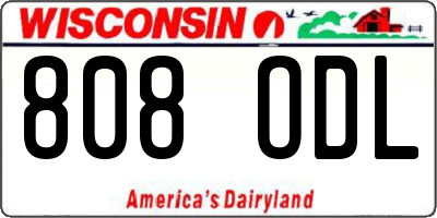WI license plate 808ODL