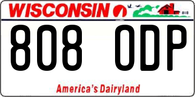 WI license plate 808ODP