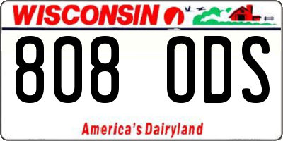WI license plate 808ODS