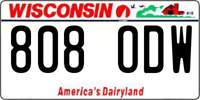 WI license plate 808ODW