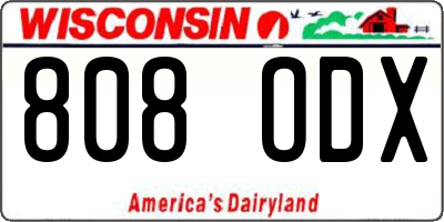 WI license plate 808ODX
