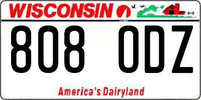 WI license plate 808ODZ