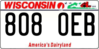 WI license plate 808OEB