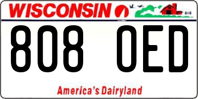 WI license plate 808OED