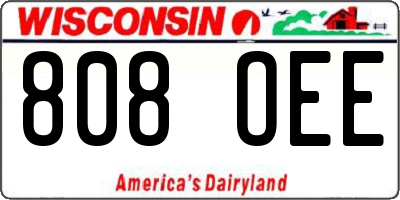 WI license plate 808OEE