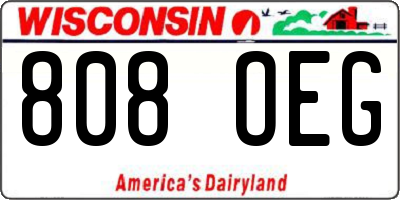 WI license plate 808OEG