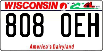 WI license plate 808OEH