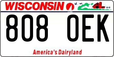 WI license plate 808OEK