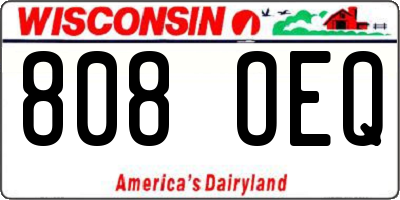 WI license plate 808OEQ