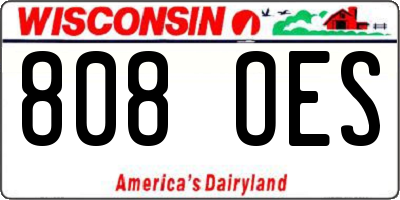 WI license plate 808OES