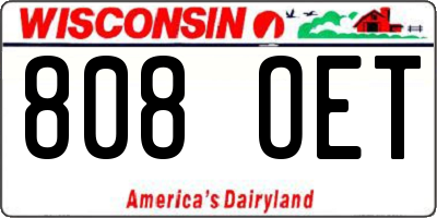 WI license plate 808OET