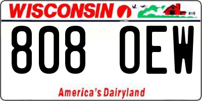 WI license plate 808OEW