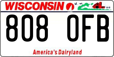 WI license plate 808OFB
