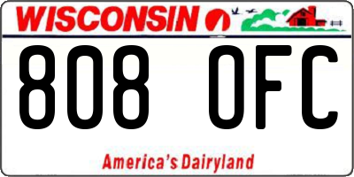 WI license plate 808OFC