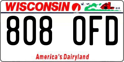 WI license plate 808OFD
