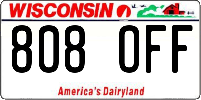 WI license plate 808OFF