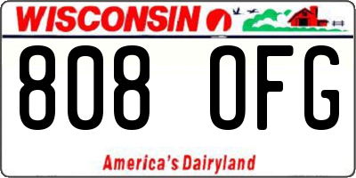 WI license plate 808OFG