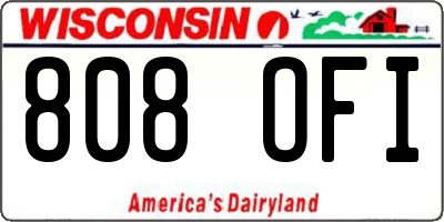 WI license plate 808OFI
