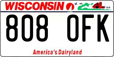 WI license plate 808OFK