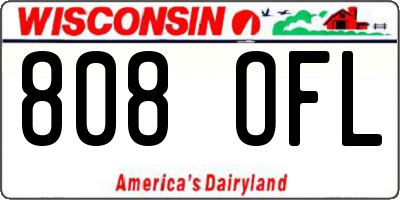 WI license plate 808OFL