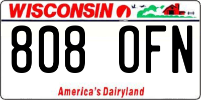 WI license plate 808OFN
