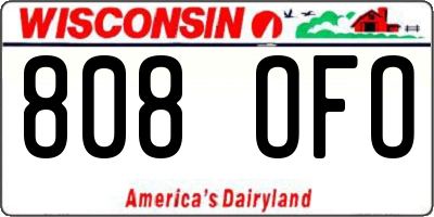 WI license plate 808OFO