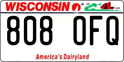 WI license plate 808OFQ
