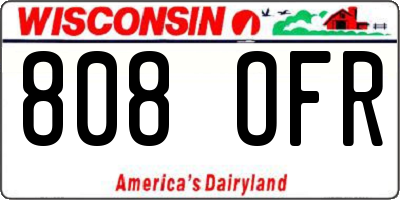 WI license plate 808OFR