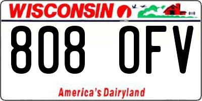 WI license plate 808OFV