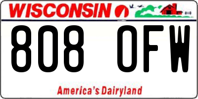 WI license plate 808OFW
